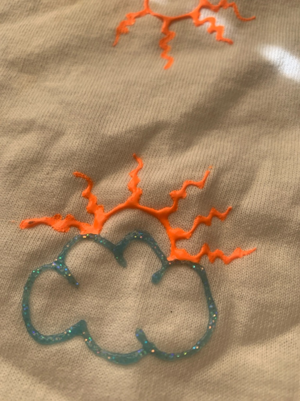 Hand-Painted Butterfly & Sun Romper Set - White with Neon Accents - Picture 6 of 6